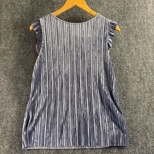 Worthington Elegant micro pleated velvet ruffle sleeve Top